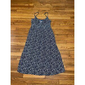 Old Navy Blue Floral Midi Dress Women's Size Medium Spaghetti Strap Lightweight